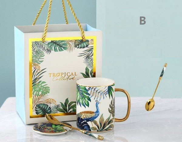 Ceramic Mugs for Office, Large Capacity Jungle Animal Porcelain Mugs, Creative Porcelain Cups, Unique Ceramic Mugs in Gift Box-Silvia Home Craft