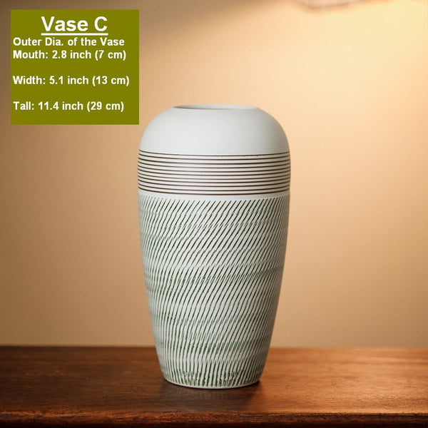 Pottery Flower Vases Urn, Modern Bouquet Flower Vases, Centerpiece on Dining Table, Large Flower Vase on Table, Handmade Water Holding Flower Vases-Silvia Home Craft