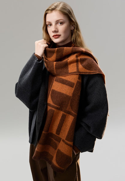 Casual Scarf for Women, Modern Wool Scarf for Women, Fashion Designer Scarf, Cold Weather Scarf, Winter Scarf, Soft Cashmere Scarf for Women-Silvia Home Craft