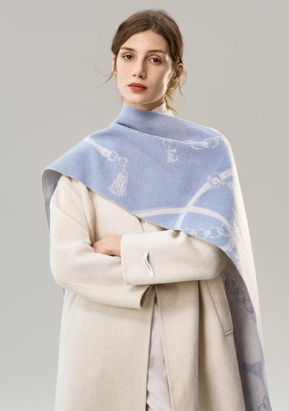 Elegant Designer Scarf, Holiday Women Scarf, Christmas Gifts for Her, Modern Wool Scarf, Warm Winter Scarf, Cold Weather Scarf, Blue Fashion Scarf, Soft Cashmere Scarf for Girls-Silvia Home Craft