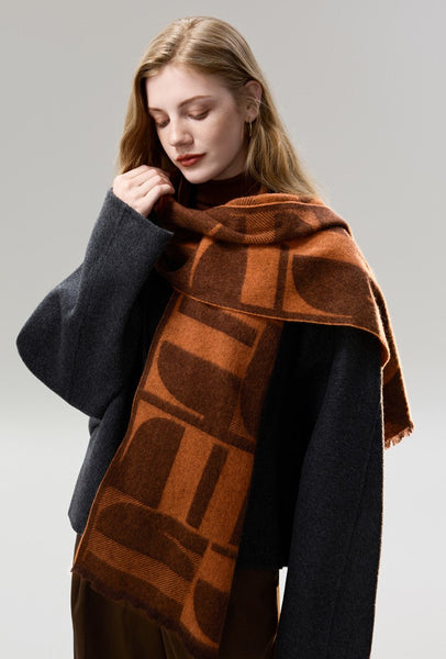 Casual Scarf for Women, Modern Wool Scarf for Women, Fashion Designer Scarf, Cold Weather Scarf, Winter Scarf, Soft Cashmere Scarf for Women-Silvia Home Craft