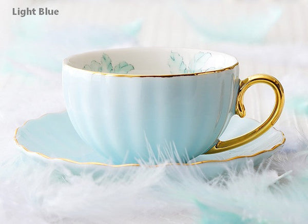 Beautiful British Tea Cups, Unique Afternoon Tea Cups and Saucers, Elegant Ceramic Coffee Cups, Royal Bone China Porcelain Tea Cup Set-Silvia Home Craft
