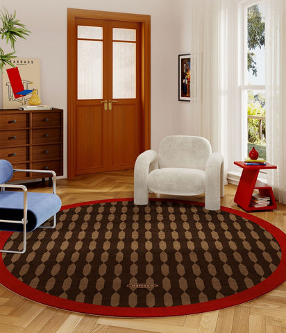 Geometric Modern Rugs for Living Room, Mid Century Circular Rugs for Bedroom, Abstract Contemporary Round Rugs under Chairs, Modern Rugs for Dining Room-Silvia Home Craft