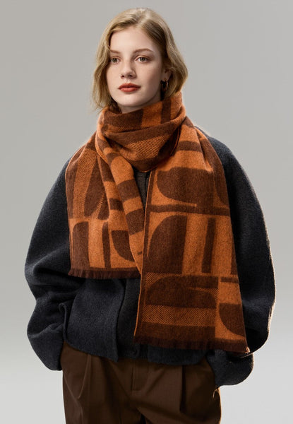 Casual Scarf for Women, Modern Wool Scarf for Women, Fashion Designer Scarf, Cold Weather Scarf, Winter Scarf, Soft Cashmere Scarf for Women-Silvia Home Craft