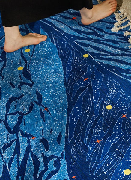 Geometric Modern Rugs under Dining Room Table, Contemporary Modern Rugs Next to Bed, Abstract Area Rugs for Living Room, Modern Carpets for Office-Silvia Home Craft