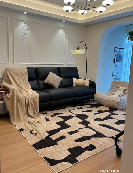 Large Modern Rugs for Living Room, Modern Rugs under Dining Room Table, Contemporary Abstract Rugs Next to Bed, Geometric Modern Carpets for Office-Silvia Home Craft