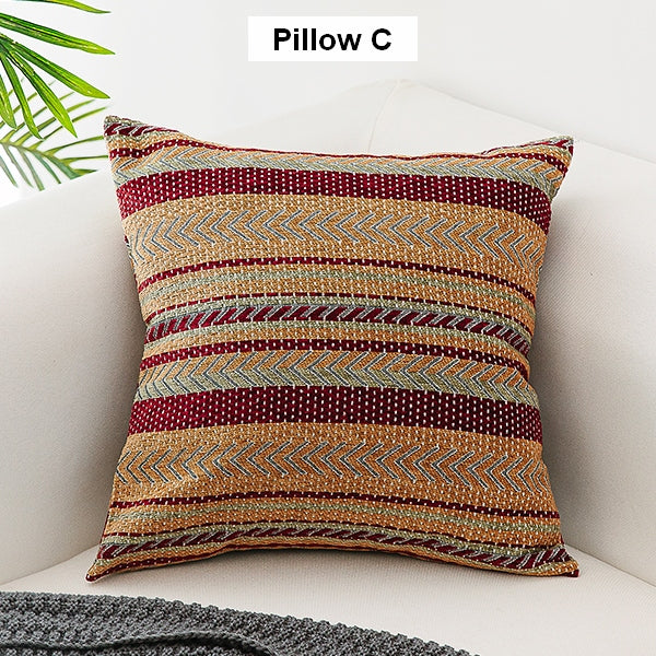 Bohemian Decorative Sofa Pillows, Extra Large Geometric Pattern Chenille Throw Pillows, Oriental Throw Pillow for Couch-Silvia Home Craft