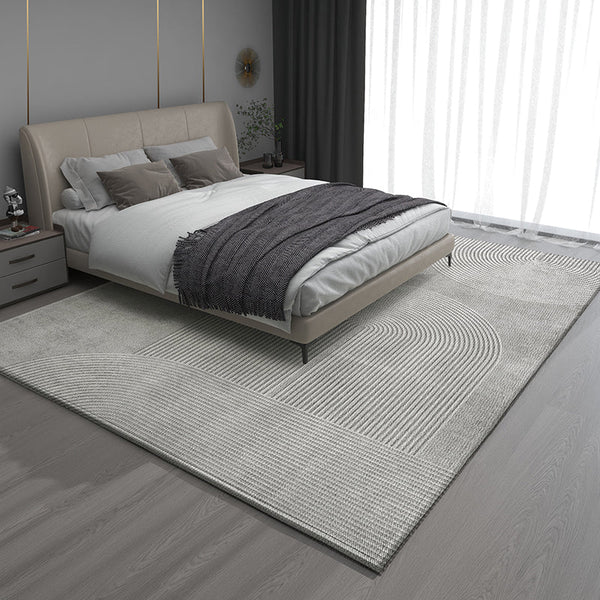 Extra Large Modern Rugs for Bedroom, Gray Contemporary Modern Rugs for Living Room, Geometric Modern Rug Placement Ideas for Dining Room-Silvia Home Craft