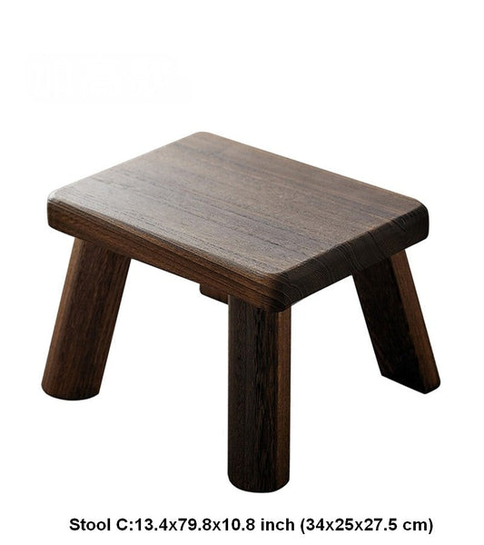 Dining Table Stool, Shoe-changing Stool, Solid Wood low Stool, Paulownia Wood Stool, Children's Wooden Stool, Sofa Stool-Silvia Home Craft