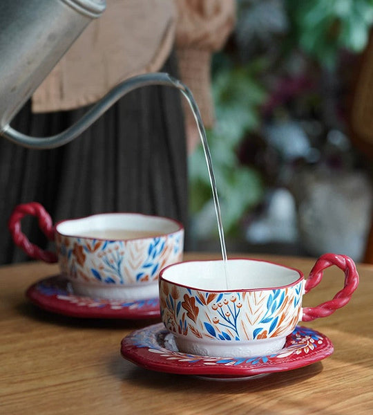 Porcelain Tea Cup Set, Ceramic Coffee Cup Set, Tea Cup With Saucer, Coffee Cup With Saucer, British Afternoon Tea Set, Gift Box Tea Set-Silvia Home Craft