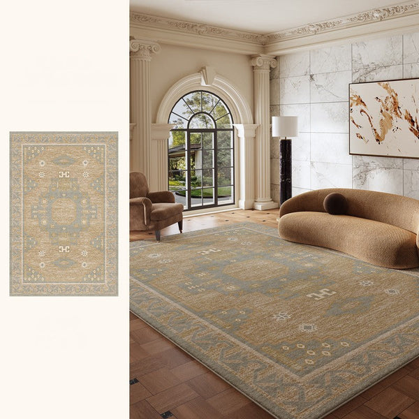 Vintage Soft Turkish Rug for Living Room, Large Modern Rugs under Dining Room Table, Contemporary Abstract Rugs Next to Bed, Geometric Modern Carpets for Office-Silvia Home Craft