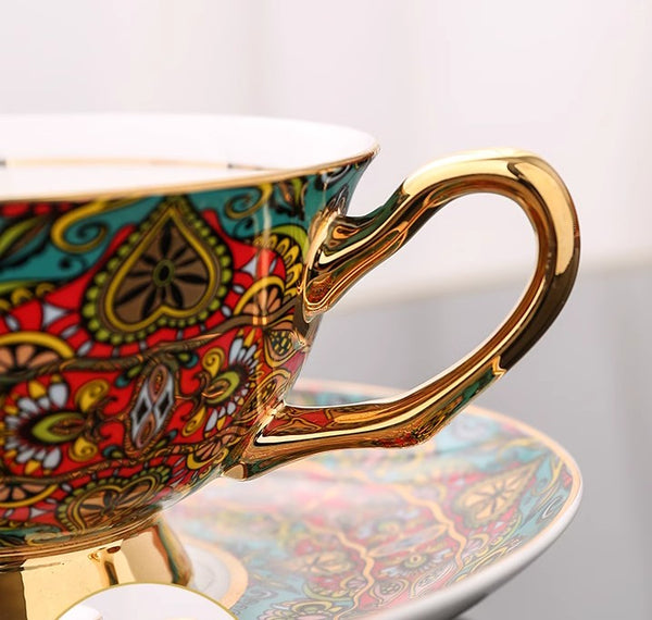 Royal Porcelain Tea Cup Saucer Set, Elegant British Ceramic Coffee Cups, Unique British Tea Cup and Saucer in Gift Box-Silvia Home Craft