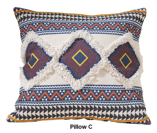 Decorative Square Pillow Covers, Bohemian Decorative Sofa Pillows for Bedroom, Geometric Pattern Decorative Pillow for Couch-Silvia Home Craft