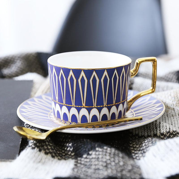 Cappuccinos Coffee Cups with Gold Trim and Gift Box, British Tea Cups, Elegant Porcelain Coffee Cups, Tea Cup and Saucer-Silvia Home Craft
