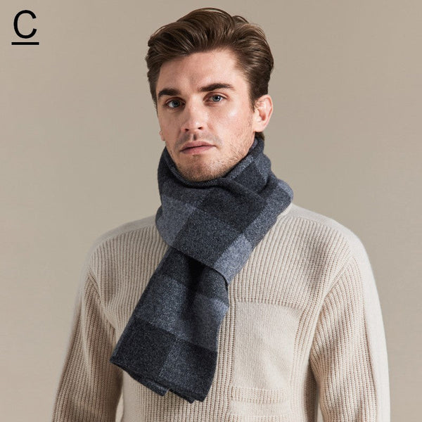 Plaid Scarf for Men, Business Wool Scarf for Gentleman, Men's Winter Scarf, Men's Wool Scarf Winter, Modern Fashion Scarf, Formal Men Scarf Styles, Pure Wool Scarf-Silvia Home Craft