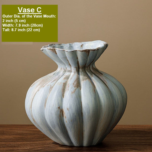 Modern Flower Vase Centerpiece on Table, Handmade Water Holding Flower Vases, Porcelain Flower Vases, Ceramic Bouquet Vases-Silvia Home Craft