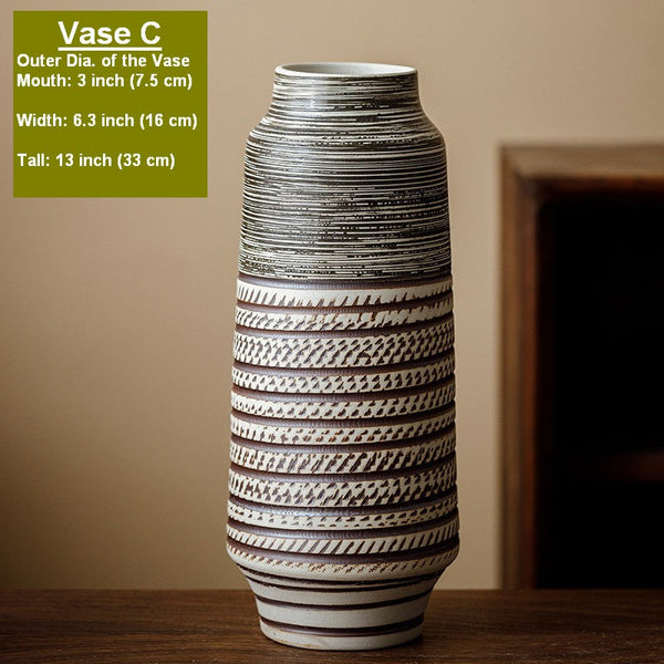 Modern Bouquet Flower Vases, Centerpiece on Dining Table, Handmade Pottery Flower Vases Urn, Water Holding Flower Vases, Large Flower Vase on Table-Silvia Home Craft