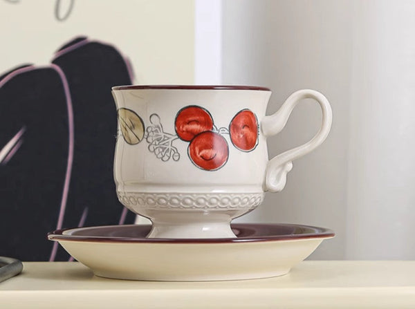 Elegant Ceramic Cups, Creative Coffee Cup and Saucer, Creative Porcelain Tea Cup Set, Beautiful British Tea Cups for Afternoon Tea-Silvia Home Craft