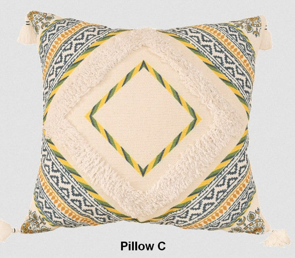 Geometric Modern Pillow Covers, Square Pillows for Couch, Oriental Decorative Throw Pillows for Living Room, Bohemian Decorative Sofa Pillows-Silvia Home Craft