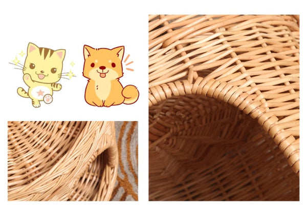 Large Cat House Basket with Washable Cushion for Indoor Cats and Dogs, Triple-Layer Cat Bed-Silvia Home Craft