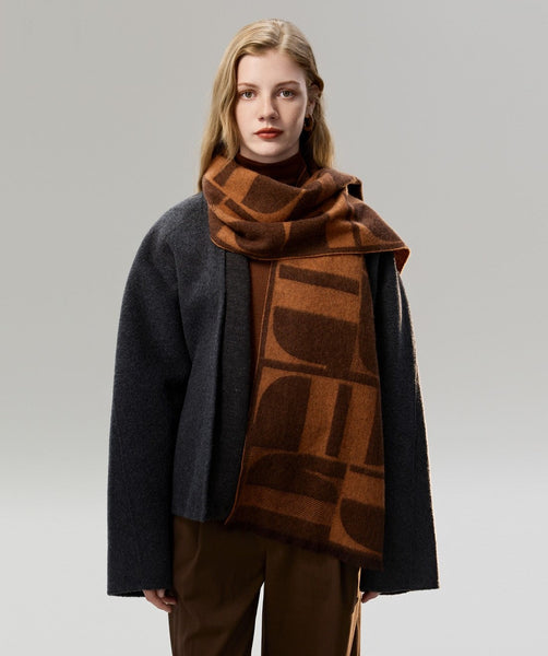 Casual Scarf for Women, Modern Wool Scarf for Women, Fashion Designer Scarf, Cold Weather Scarf, Winter Scarf, Soft Cashmere Scarf for Women-Silvia Home Craft