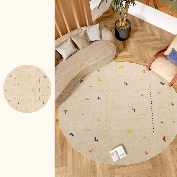 Geometric Modern Rug Ideas for Living Room, Circular Modern Rugs for Bathroom, Modern Rugs for Children's Room, Abstract Contemporary Round Rugs for Dining Room-Silvia Home Craft