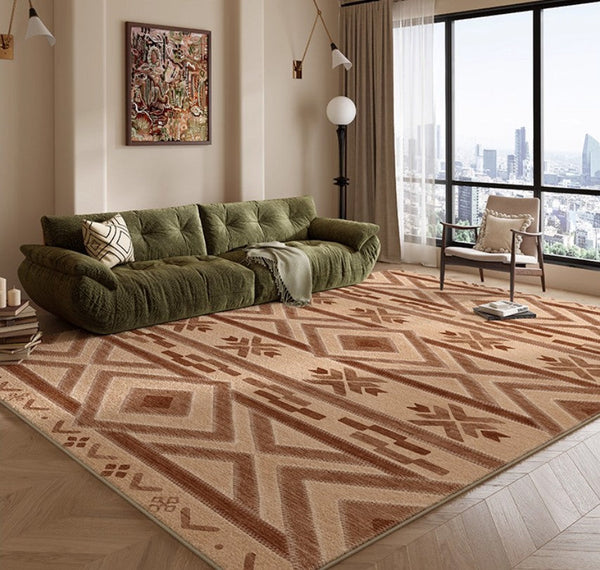 Mid Century Modern Rugs Next to Bed, Contemporary Rugs for Bedroom, Abstract Modern Carpets for Living Room, Modern Rugs for Dining Room-Silvia Home Craft