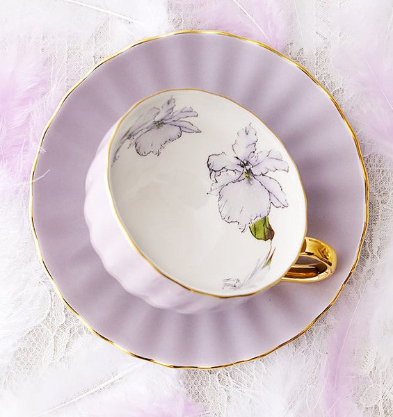Beautiful British Tea Cups, Unique Afternoon Tea Cups and Saucers, Elegant Ceramic Coffee Cups, Royal Bone China Porcelain Tea Cup Set-Silvia Home Craft