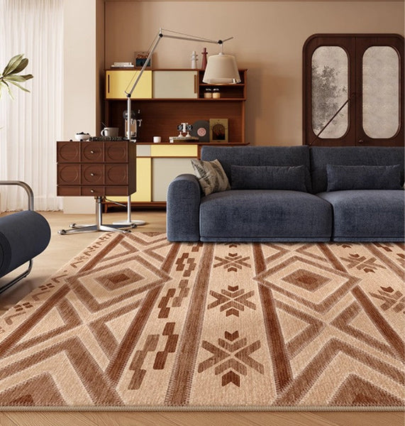 Mid Century Modern Rugs Next to Bed, Contemporary Rugs for Bedroom, Abstract Modern Carpets for Living Room, Modern Rugs for Dining Room-Silvia Home Craft