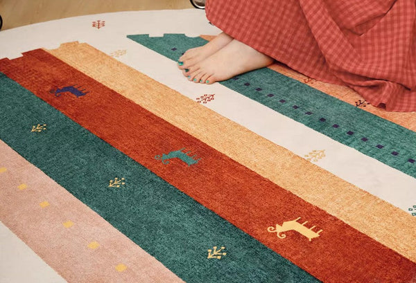 Modern Rugs for Children's Room, Geometric Modern Rug Ideas for Living Room, Circular Modern Rugs for Bathroom, Abstract Contemporary Round Rugs for Dining Room-Silvia Home Craft