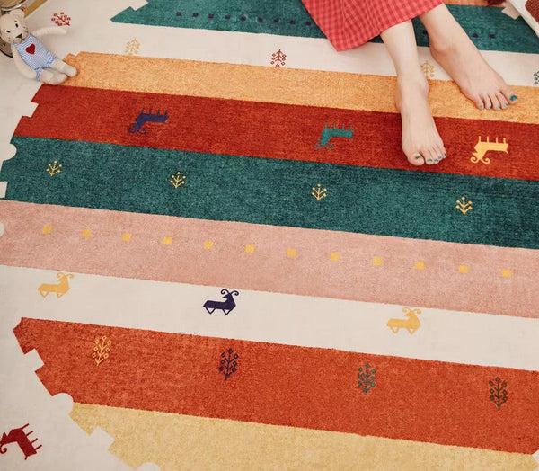 Modern Rugs for Children's Room, Geometric Modern Rug Ideas for Living Room, Circular Modern Rugs for Bathroom, Abstract Contemporary Round Rugs for Dining Room-Silvia Home Craft