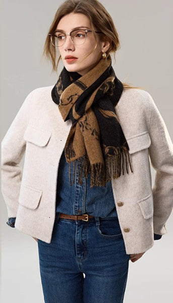 Cold Weather Scarf, Fashion Scarf, Soft Cashmere Scarf for Girls, Elegant Designer Scarf, Holiday Women Scarf, Christmas Gifts for Her, Modern Wool Scarf, Warm Winter Scarf-Silvia Home Craft