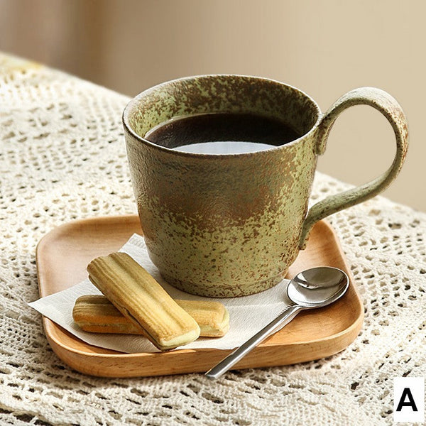 Creative Brown Green Blue Ceramic Coffee Mugs, Large Modern Handmade Pottery Coffee Cup, Large Unique Tea Cup, Large Capacity Coffee Cups-Silvia Home Craft