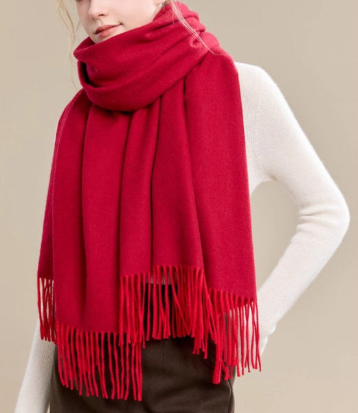 Long Wool Scarf, Soft Wool Scarf for Women, Evening Wrap, Red Winter Shawl, Elegant Shawl, Warm Cape, Fashion Scarf, Christmas Gift, Gifts for Women-Silvia Home Craft