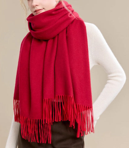 Long Wool Scarf, Soft Wool Scarf for Women, Evening Wrap, Red Winter Shawl, Elegant Shawl, Warm Cape, Fashion Scarf, Christmas Gift, Gifts for Women-Silvia Home Craft