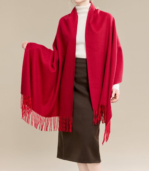 Long Wool Scarf, Soft Wool Scarf for Women, Evening Wrap, Red Winter Shawl, Elegant Shawl, Warm Cape, Fashion Scarf, Christmas Gift, Gifts for Women-Silvia Home Craft