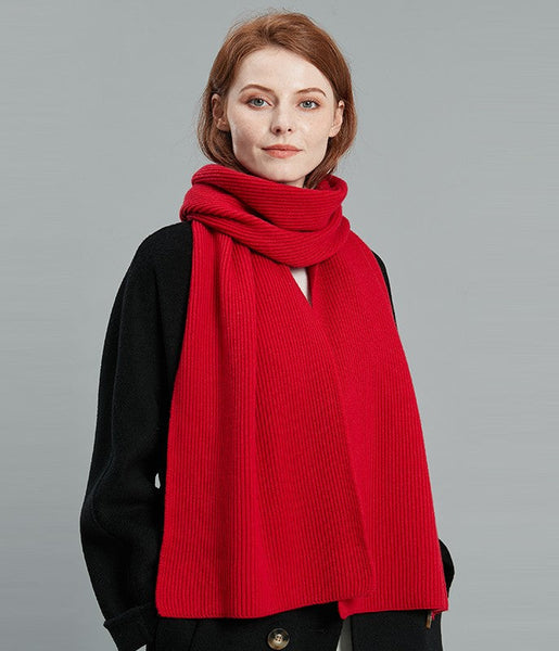 Casual Scarf for Women, Fashion Designer Scarf, Cold Weather Scarf, Red Winter Scarf, Modern Wool Scarf for Women, Soft Cashmere Scarf for Women-Silvia Home Craft