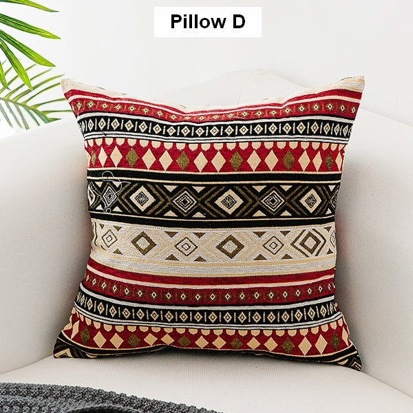 Bohemian Decorative Sofa Pillows, Extra Large Geometric Pattern Chenille Throw Pillows, Oriental Throw Pillow for Couch-Silvia Home Craft