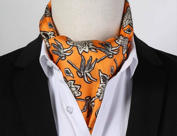 Casual Silk Scarf Men, Lightweight Short Silk Scarf, Mens Dress Silk Scarf, Short Silk Ascot Men, Silk Scarf For Blazer, Mens Summer Silk Scarf-Silvia Home Craft