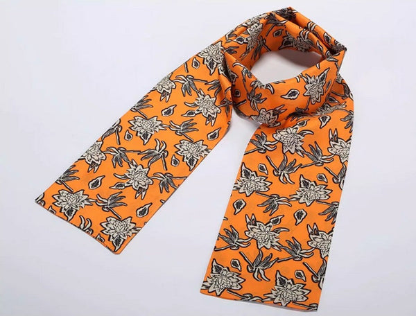 Casual Silk Scarf Men, Lightweight Short Silk Scarf, Mens Dress Silk Scarf, Short Silk Ascot Men, Silk Scarf For Blazer, Mens Summer Silk Scarf-Silvia Home Craft