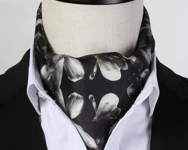 Lightweight Short Silk Scarf, Casual Silk Scarf Men, Mens Dress Silk Scarf, Short Silk Ascot Men, Silk Scarf For Blazer, Mens Summer Silk Scarf-Silvia Home Craft