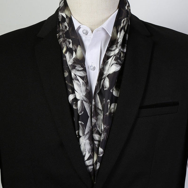 Lightweight Short Silk Scarf, Casual Silk Scarf Men, Mens Dress Silk Scarf, Short Silk Ascot Men, Silk Scarf For Blazer, Mens Summer Silk Scarf-Silvia Home Craft