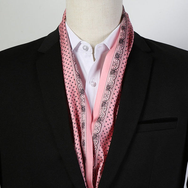 Mens Dress Silk Scarf, Short Silk Ascot Men, Lightweight Short Silk Scarf, Casual Silk Scarf Men, Silk Scarf For Blazer, Mens Summer Silk Scarf-Silvia Home Craft