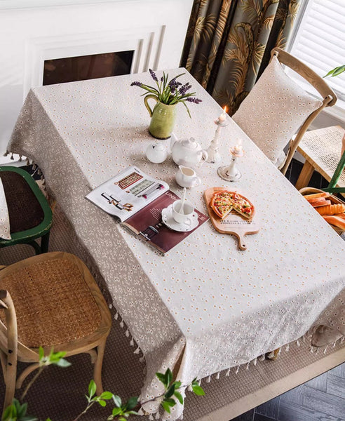 Country Farmhouse Tablecloth, Rustic Flower Pattern Table Covers for Kitchen, Large Rectangle Tablecloth for Dining Room Table, Linen Rectangular Tablecloth for Oval Table-Silvia Home Craft