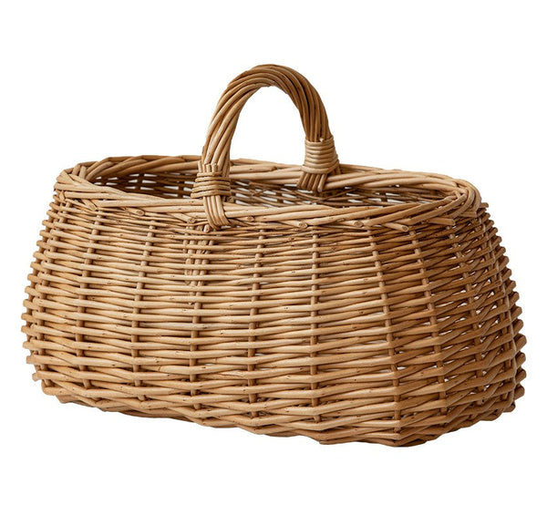 Hand-woven Wicker Storage Basket, Small Picnic Storage Basket with Handle, Willow Weaving Baskets for Vegetable, Natural Fruit Basket, Kitchen Storage Baskets-Silvia Home Craft