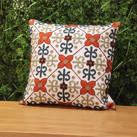 Decorative Sofa Pillows, Cotton Flower Decorative Pillows, Embroider Flower Cotton Pillow Covers, Farmhouse Decorative Throw Pillows for Couch-Silvia Home Craft
