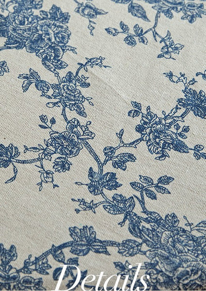 Vintage Rectangle Tablecloth for Dining Room Table, French Flower Pattern Tablecloth for Round Table, Rustic Farmhouse Table Cover for Kitchen-Silvia Home Craft