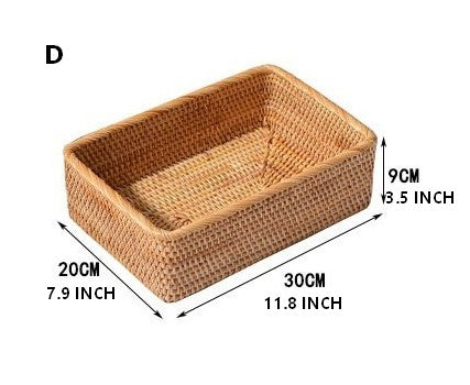 Rectangular Storage Basket for Living Room, Small Kitchen Storage Baskets, Woven Storage Baskets, Rattan Storage Baskets for Shelves-Silvia Home Craft