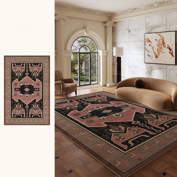 Large Modern Rugs under Dining Room Table, Contemporary Abstract Rugs Next to Bed, Vintage Soft Turkish Rug for Living Room, Geometric Modern Carpets for Office-Silvia Home Craft