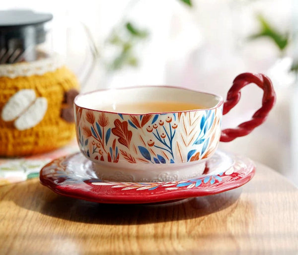 Ceramic Coffee Cup Set, Tea Cup With Saucer, Coffee Cup With Saucer, Porcelain Tea Cup Set, British Afternoon Tea Set, Gift Box Tea Set-Silvia Home Craft